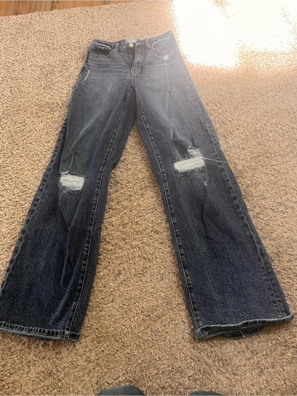 BKE Black Distressed Wide Leg Jeans